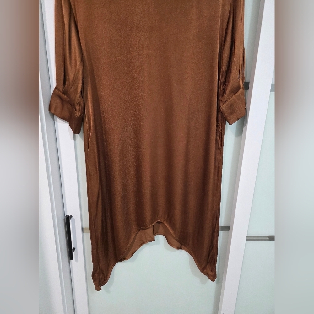 Patrizia Segreti Milano Brown Asymmetric Viscose Dress – Size IT 44 (Fits M/L) - Picture 3 of 16
